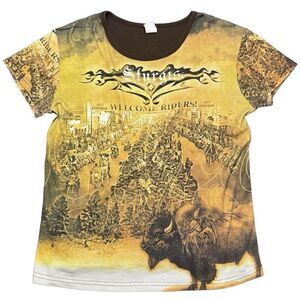 Sturgis Black Hill Rally 2008 T Shirt Womens L Front All Over Print Biker
